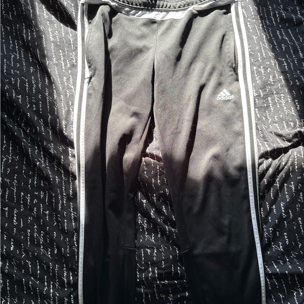 Adidas Black Joggers with White Accents